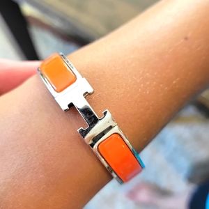 Hermes Clic Clac Bracelet - orange silver